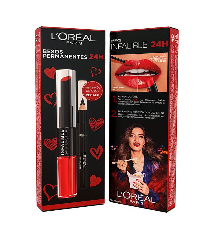 Loreal Paris San Valentin Kit Rouge à Lèvres Infaillible 24h 506 Le Kohl Minieyeliner