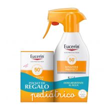 Eucerin - Pack Crème solaire pour enfants Sensitive Protect SPF50 50ml + Spray SPF50+ 300ml