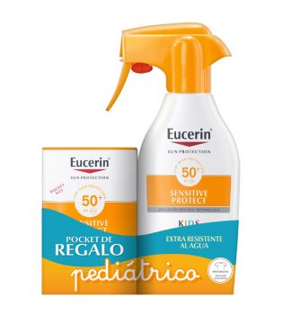 Eucerin - Pack Crème solaire pour enfants Sensitive Protect SPF50 50ml + Spray SPF50+ 300ml