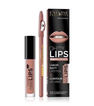 Eveline Cosmetics - Ensemble pour les lèvres Oh! My Lips Matt Lip Kit - 08: Lovely Rose