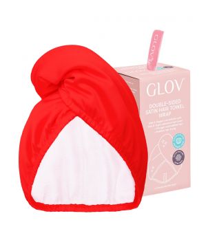 GLOV - Serviette turban en satin et tissu - Rouge