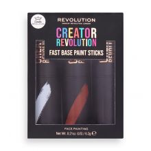 Revolution - *Creator* - Bâtons de maquillage artistique Fast Base Paint Sticks - Blanc, rouge et noir