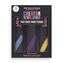 Revolution - *Creator* - Bâtons de maquillage artistique Fast Base Paint Sticks - Bleu clair, violet et jaune