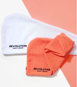 Revolution Haircare - Pack de serviettes pour cheveux en microfibre - Blanc et corail
