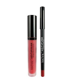 Technic Cosmetics - Lipliner + Rouge à lèvres liquide Velvet Lip Kit - Vintage Red